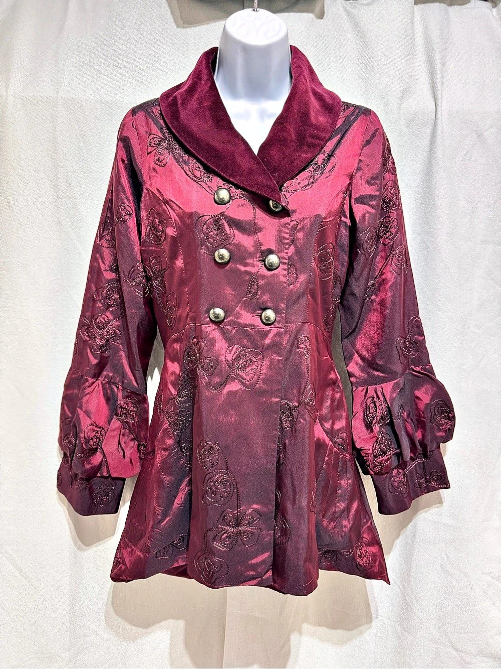 Hopeless Romantic Moody Dramatic Whimsy Goth Victorian Steampunk Jacket Wine Red